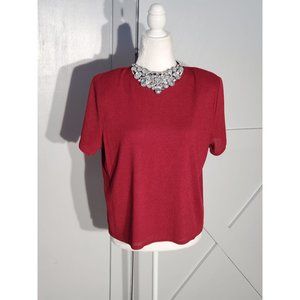 VINTAGE DRESSBARN BLOUSE COLOR WINE SHORT SLEEVE SIZE L